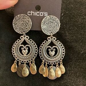 0094-Chico's Silver and Gold Dangle Earrings